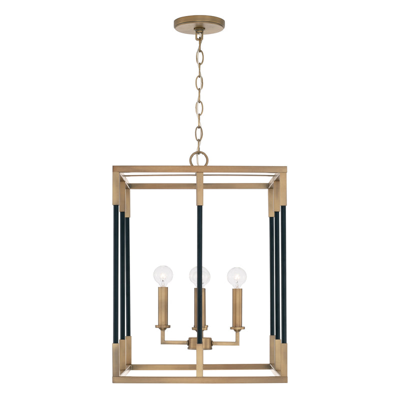 Capital Lighting 544742AB Bleeker Four Light Foyer Pendant, Aged Brass and Black Main Image.jpg