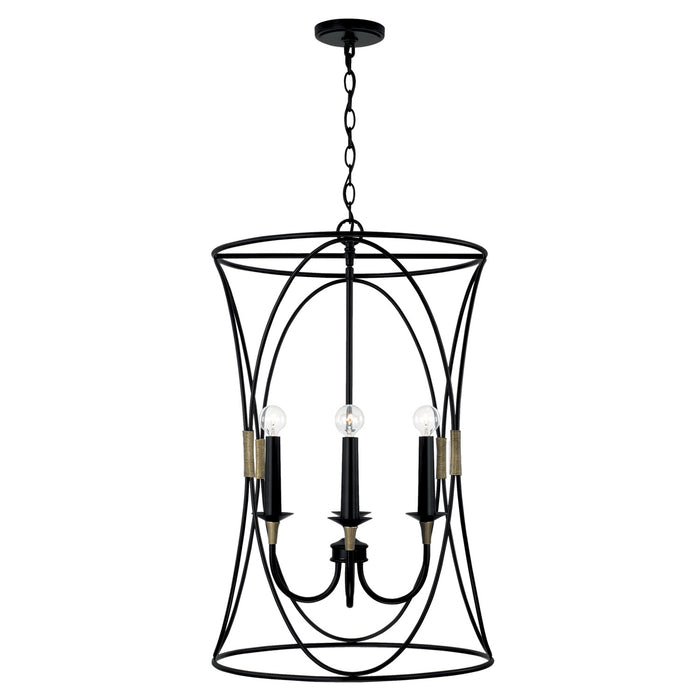 Capital Lighting 545641KB Amara Four Light Foyer Pendant, Matte Black with Brass Main Image.jpg