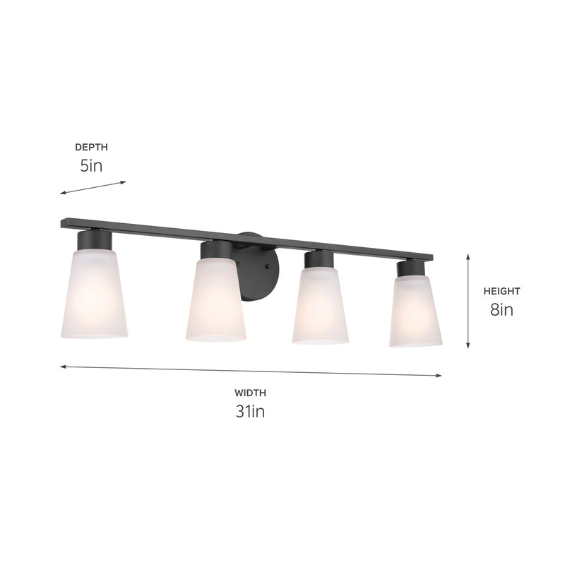 Kichler 55122BK Four Light Bath, Black (4)