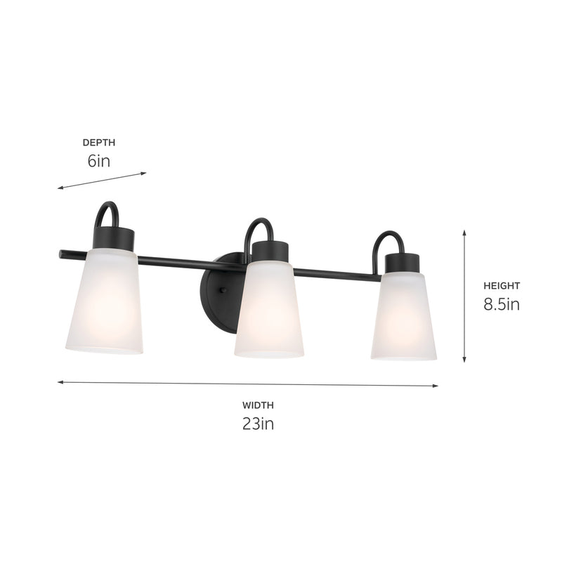 Kichler 55126BK Three Light Bath, Black (6)
