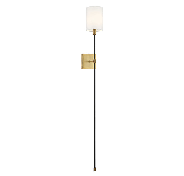 Shoppers Lighting SH90069BNB Chelsea One Light Wall Sconce, Black with Natural Brass Accents Main Image.jpg