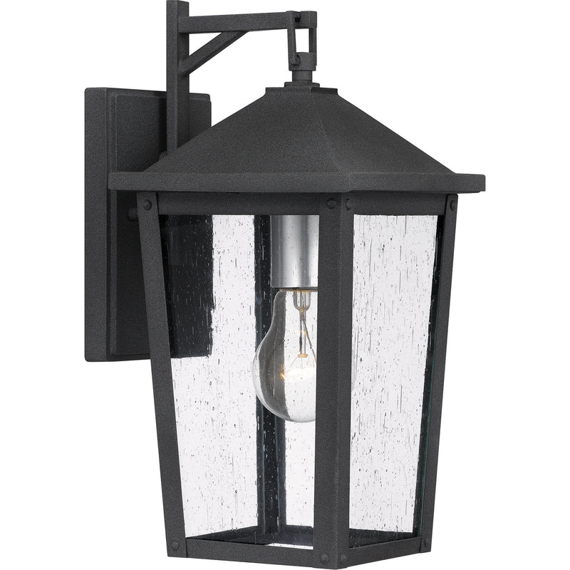 Quoizel STNL8407MB Stoneleigh One Light Outdoor Wall Mount, Mottled Black Main Image.jpg