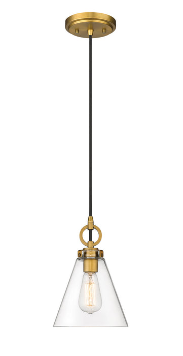 Z-Lite 3034P8-RB Harper One Light Pendant, Rubbed Brass Main Image.jpg