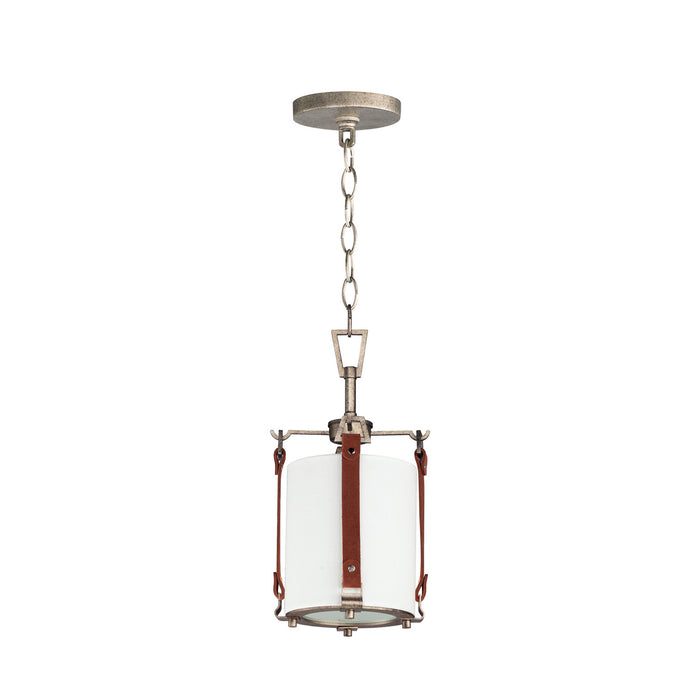 Maxim 16132FTWZBSD Sausalito One Light Pendant, Weathered Zinc / Brown Suede Main Image.jpg