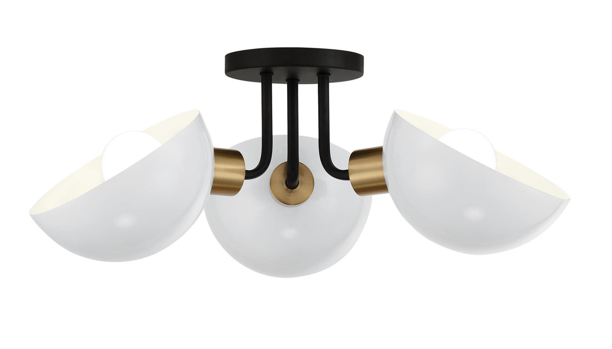 Crystorama GIG-810-BK-AG Gigi Three Light Semi Flush Mount Black / Aged Brass Main Image.jpg