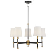 Savoy House 1-1630-5-143 Five Light Chandelier, Matte Black w/Warm Brass