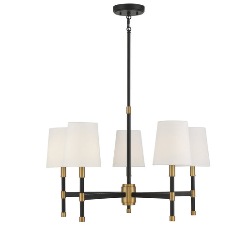Savoy House 1-1630-5-143 Five Light Chandelier, Matte Black w/Warm Brass