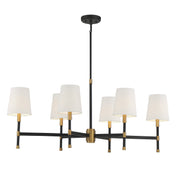 Savoy House 1-1631-6-143 Six Light Linear Chandelier, Matte Black w/Warm Brass