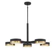 Savoy House 1-1635-5-143 LED Chandelier, Matte Black w/Warm Brass