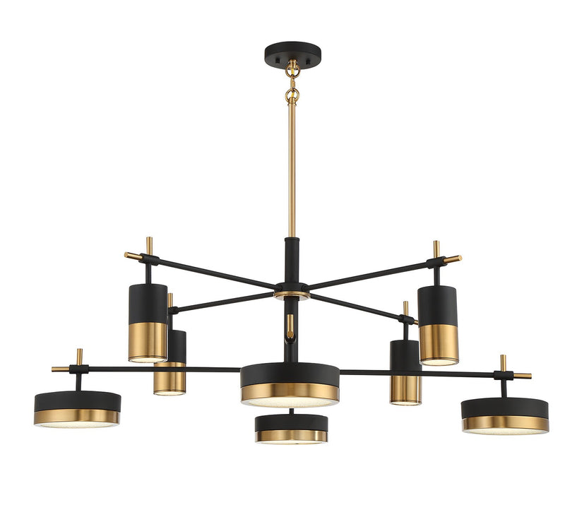 Savoy House 1-1637-8-143 LED Chandelier, Matte Black w/Warm Brass (4)