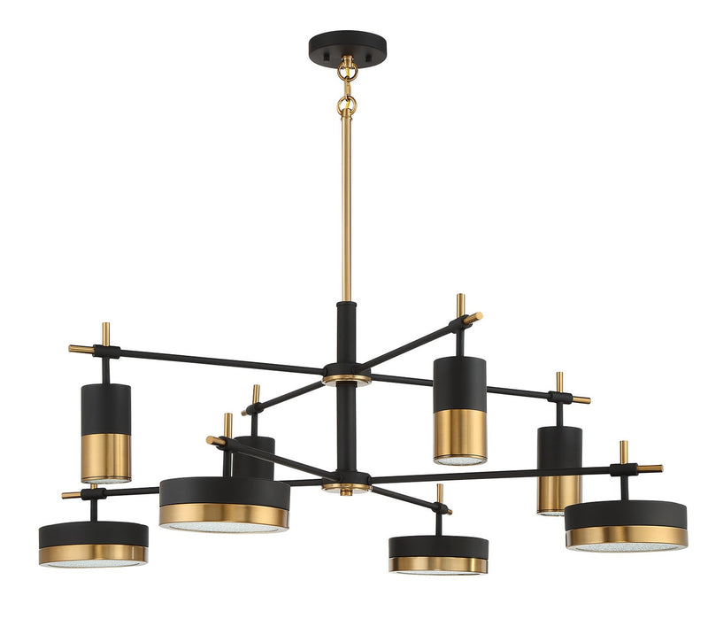 Savoy House 1-1637-8-143 LED Chandelier, Matte Black w/Warm Brass (5)