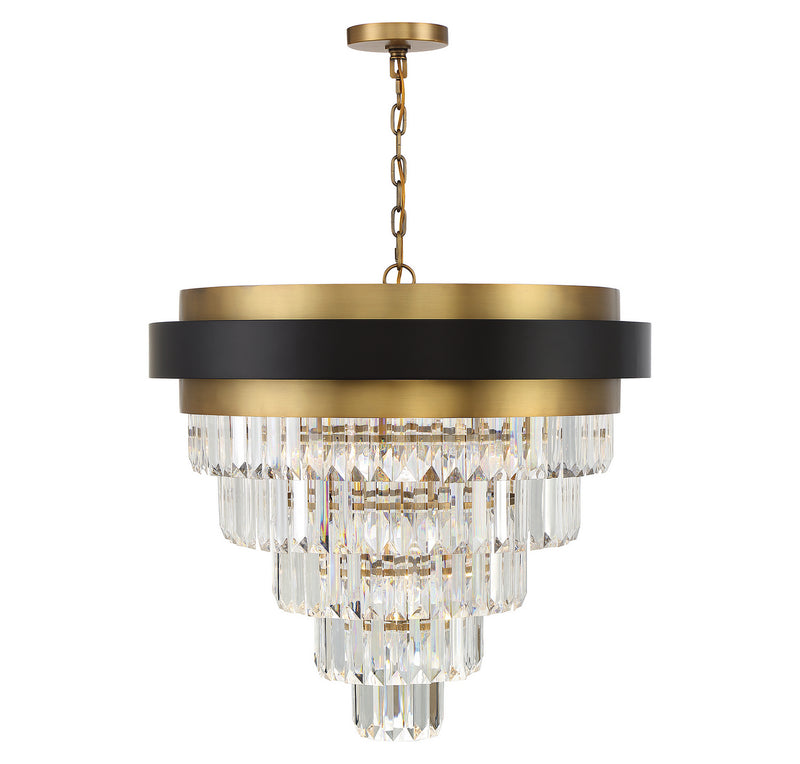 Savoy House 1-1668-9-143 Nine Light Chandelier, Matte Black w/Warm Brass