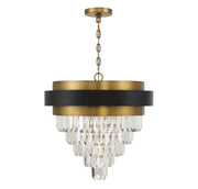 Savoy House 1-1669-4-143 Four Light Chandelier, Matte Black w/Warm Brass