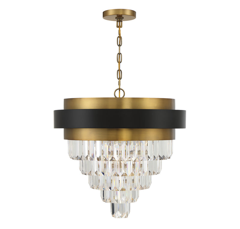 Savoy House 1-1669-4-143 Four Light Chandelier, Matte Black w/Warm Brass