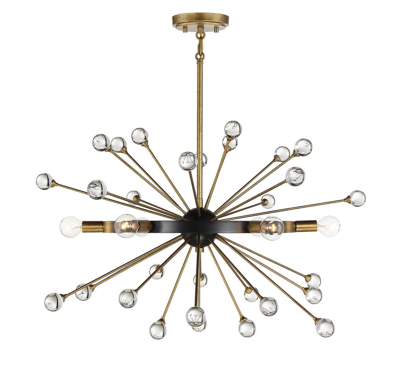 Savoy House 1-1857-6-62 Six Light Chandelier, Como Black w/Gold