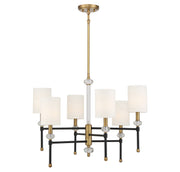 Savoy House 1-1887-6-143 Six Light Chandelier, Matte Black w/Warm Brass