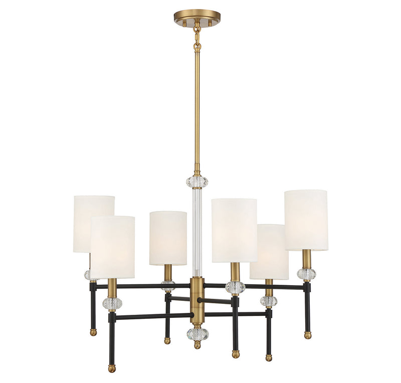 Savoy House 1-1887-6-143 Six Light Chandelier, Matte Black w/Warm Brass