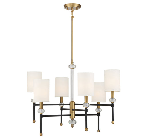 Savoy House 1-1887-6-143 Six Light Chandelier, Matte Black w/Warm Brass