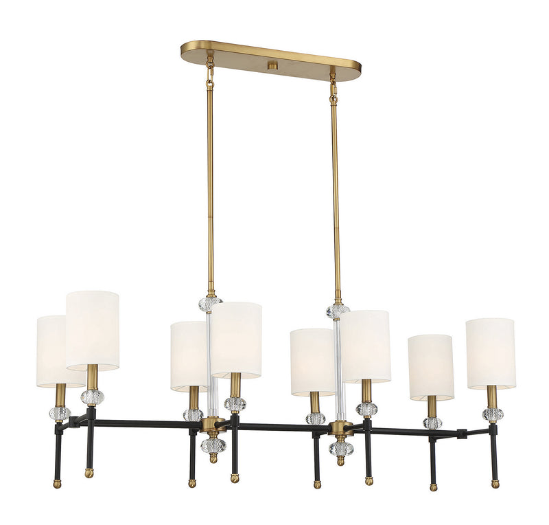 Savoy House 1-1889-8-143 Eight Light Linear Chandelier, Matte Black w/Warm Brass
