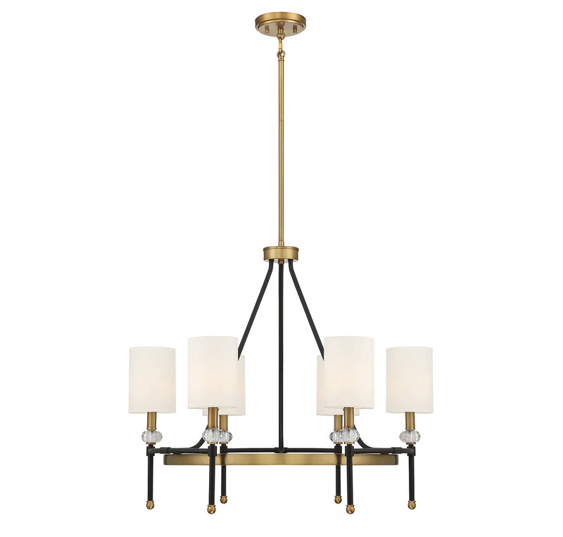 Savoy House 1-1893-6-143 Six Light Chandelier, Matte Black w/Warm Brass