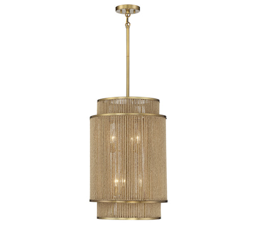 Savoy House 3-1773-6-320 Six Light Pendant, Warm Brass/Rope