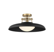 Savoy House 6-1685-1-143 One Light Semi-Flush Mount, Matte Black w/Warm Brass