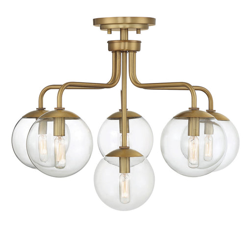 Savoy House 6-1951-6-322 Six Light Semi-Flush Mount, Warm Brass