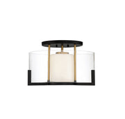 Savoy House 6-1981-1-143 One Light Semi-Flush Mount, Matte Black w/Warm Brass