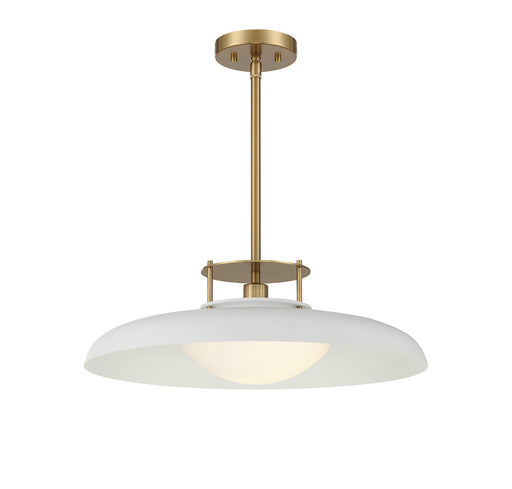 Savoy House 7-1690-1-142 One Light Pendant, White w/Warm Brass