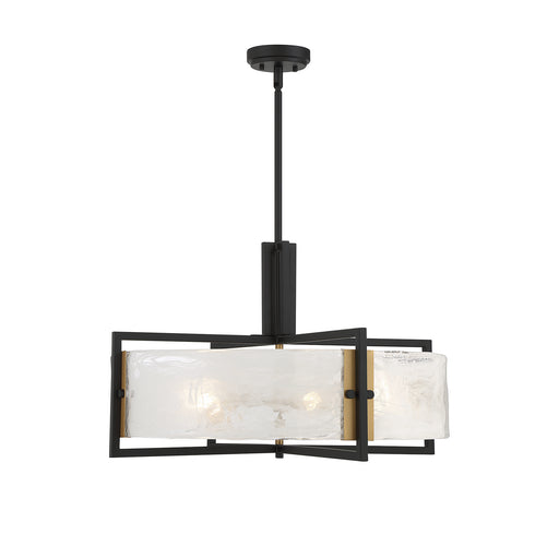 Savoy House 7-1696-5-143 Five Light Pendant, Matte Black w/Warm Brass