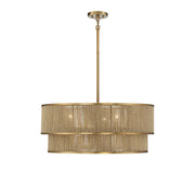 Savoy House 7-1774-6-320 Six Light Pendant, Warm Brass/Rope