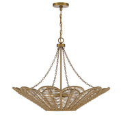 Savoy House 7-1825-5-320 Five Light Pendant, Warm Brass/Rope