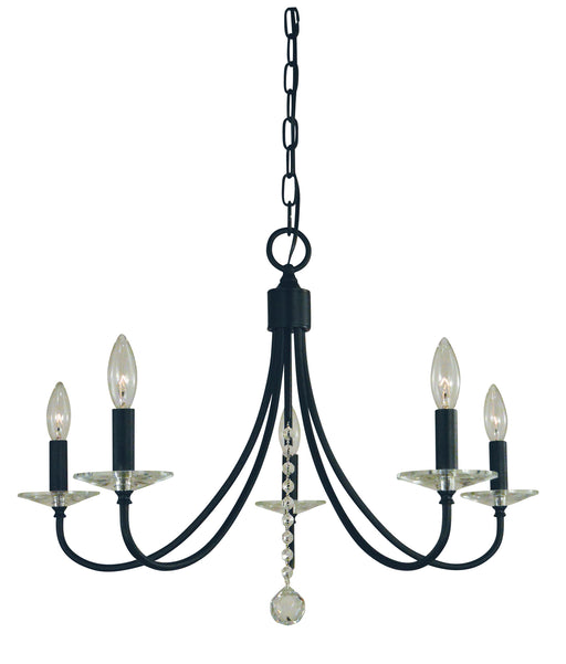 Framburg L1165 MBLACK Ashley Five Light Chandelier, Matte Black Main Image.jpg