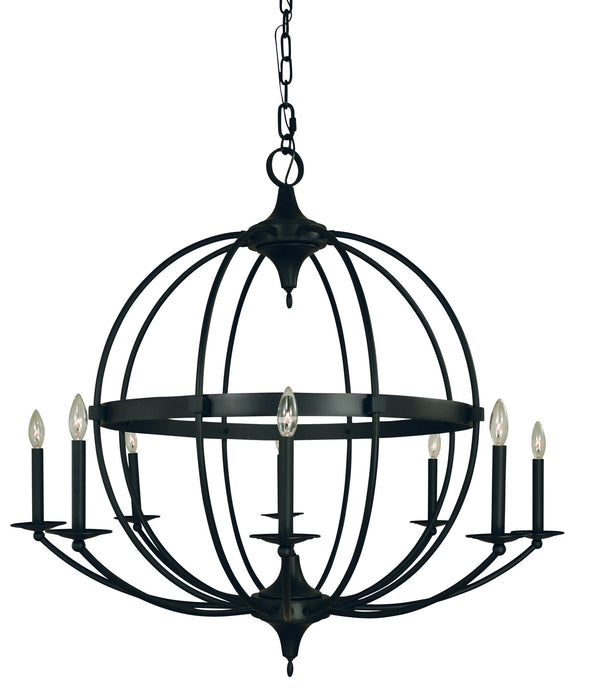 Framburg L1158 MBLACK Aurora Eight Light Foyer Chandelier, Matte Black Main Image.jpg