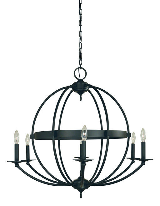 Framburg L1156 MBLACK Aurora Six Light Chandelier, Matte Black Main Image.jpg