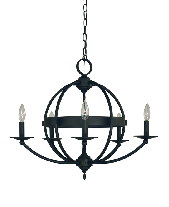 Framburg L1155 MBLACK Aurora Five Light Chandelier, Matte Black Main Image.jpg