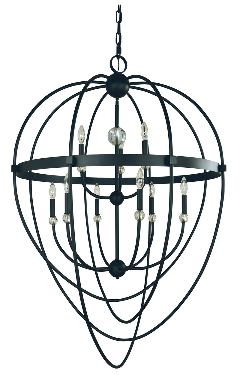 Framburg L1154 MBLACK Elizabeth Nine Light Foyer Chandelier, Matte Black Main Image.jpg