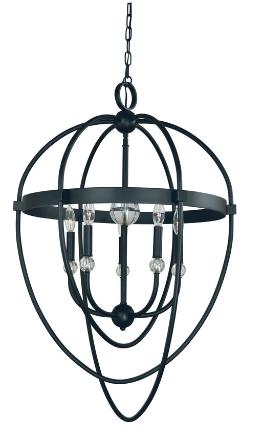 Framburg L1152 MBLACK Elizabeth Five Light Chandelier, Matte Black Main Image.jpg