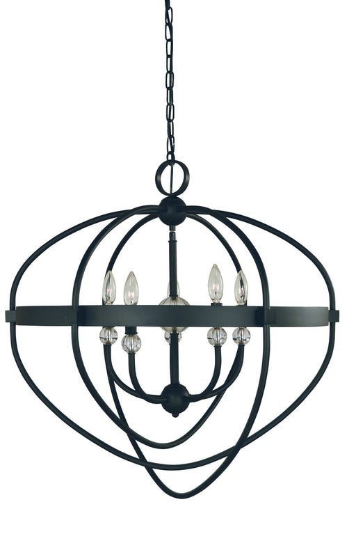 Framburg L1150 MBLACK Elizabeth Five Light Chandelier, Matte Black Main Image.jpg