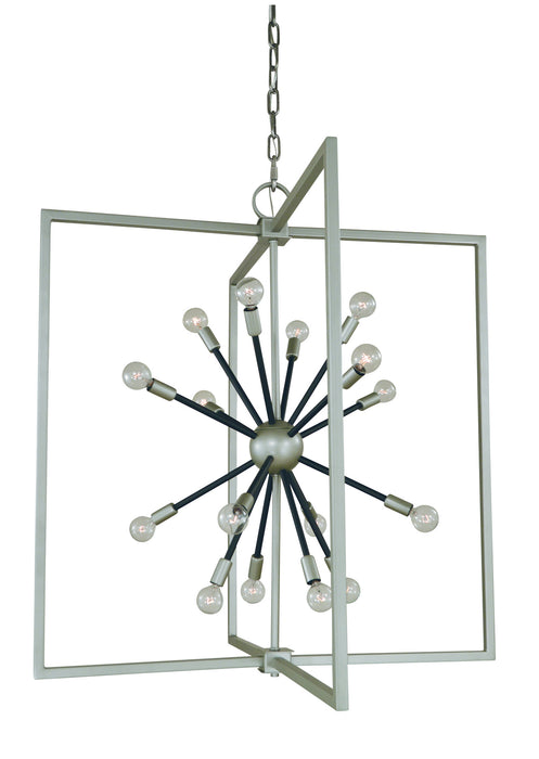 Framburg L1146 SP/MBLACK Pyxis 16 Light Chandelier, Satin Pewter/Matte Black Main Image.jpg