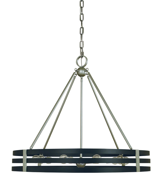 Framburg L1125 SP/MBLACK Luxe Ten Light Chandelier, Satin Pewter/Matte Black Main Image.jpg