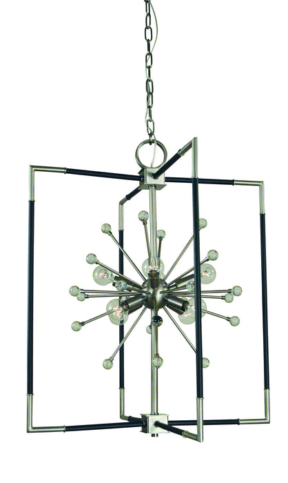 Framburg L1118 BN/MBLACK Zeta Eight Light Chandelier, Brushed Nickel with Matte Black Accents Main Image.jpg