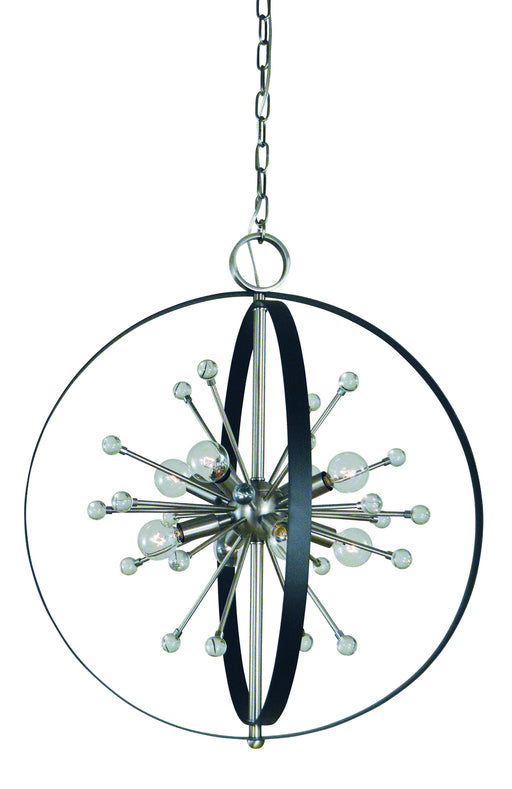 Framburg L1108 BN/MBLACK Nucleus Eight Light Chandelier, Brushed Nickel with Matte Black Accents Main Image.jpg