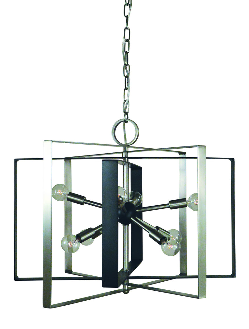Framburg L1096 BN/MBLACK Interstellar Eight Light Chandelier, Brushed Nickel with Matte Black Accents Main Image.jpg