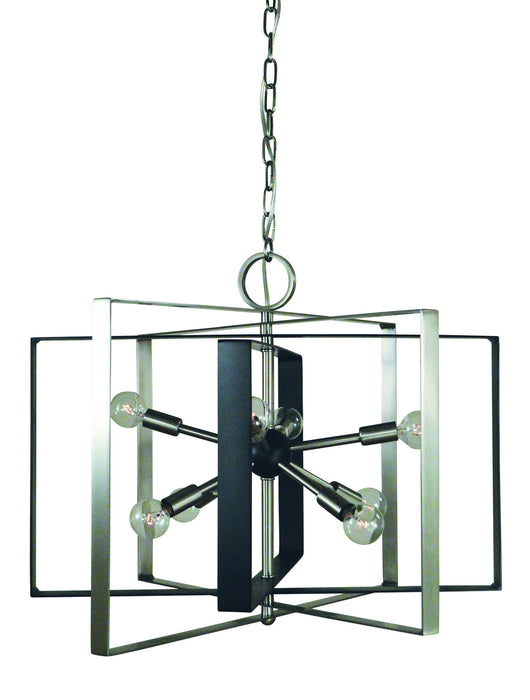 Framburg L1096 BN/MBLACK Interstellar Eight Light Chandelier, Brushed Nickel with Matte Black Accents Main Image.jpg