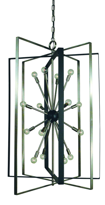 Framburg L1092 BN/MBLACK Interstellar 16 Light Chandelier, Brushed Nickel with Matte Black Accents Main Image.jpg