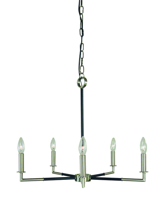 Framburg L1085 BN/MBLACK Schiller Five Light Chandelier, Brushed Nickel with Matte Black Accents Main Image.jpg