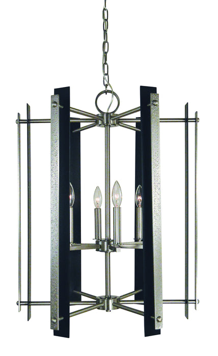 Framburg L1066 BN/MBLACK Bucolic Six Light Chandelier, Brushed Nickel with Matte Black Accents Main Image.jpg