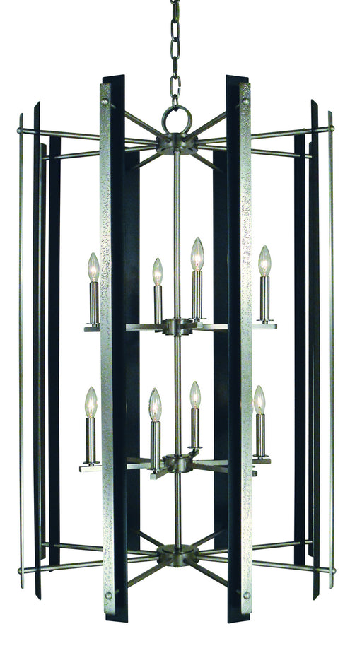 Framburg L1062 BN/MBLACK Bucolic 12 Light Chandelier, Brushed Nickel with Matte Black Accents Main Image.jpg