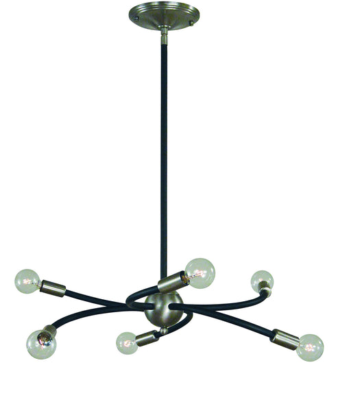 Framburg L1056 BN/MBLACK Eloise Six Light Chandelier, Brushed Nickel with Matte Black Accents Main Image.jpg